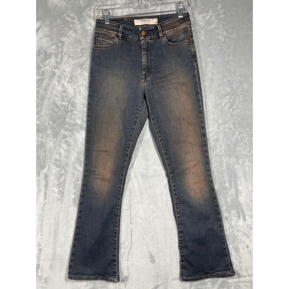 Teleria Zed Tome Flair L82 A High Rise Tinted Flare Jeans Blue Brown 27 IT 41